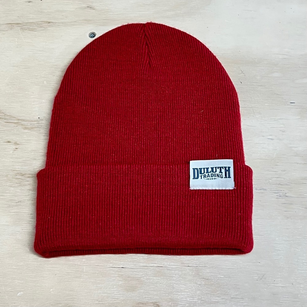Duluth Trading Co Mens Red Ribbed Knit Cuffed Beanie Watch Cap Hat One Size NWOT